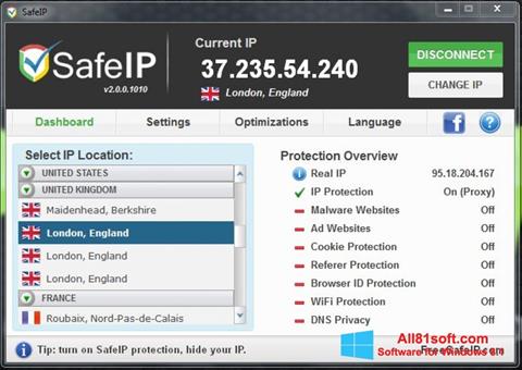 Ekraanipilt SafeIP Windows 8.1