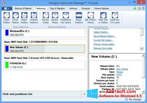 Ekraanipilt Paragon Hard Disk Manager Windows 8.1