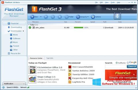 Ekraanipilt FlashGet Windows 8.1