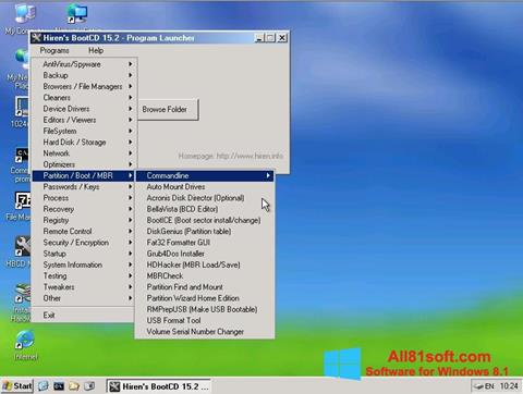 Ekraanipilt Hirens Boot CD Windows 8.1