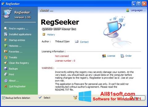 Ekraanipilt RegSeeker Windows 8.1