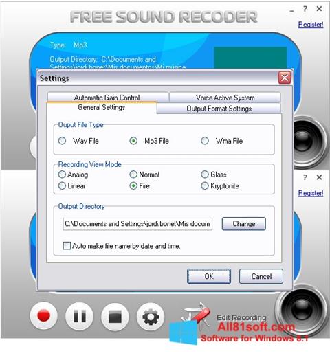 Ekraanipilt Free Sound Recorder Windows 8.1