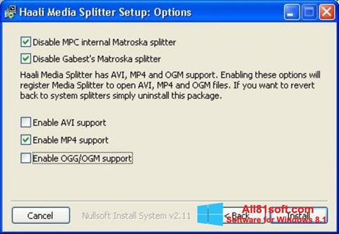 Ekraanipilt Haali Media Splitter Windows 8.1