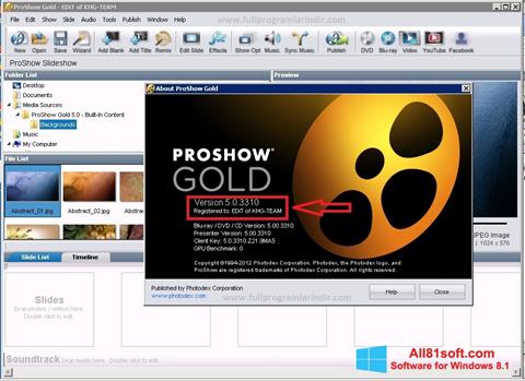 Ekraanipilt ProShow Gold Windows 8.1