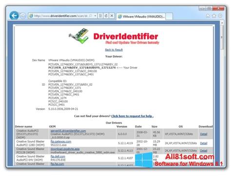 Ekraanipilt Driver Identifier Windows 8.1