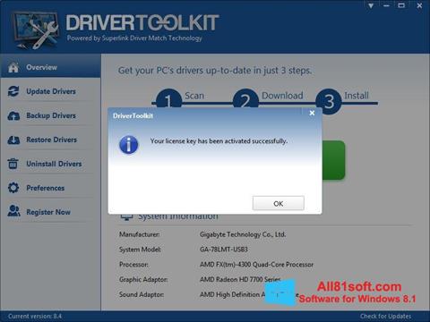 Ekraanipilt Driver Toolkit Windows 8.1