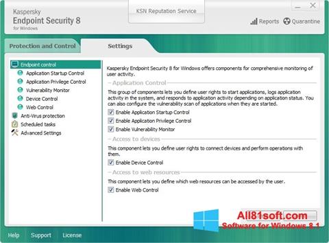 Ekraanipilt Kaspersky Endpoint Security Windows 8.1