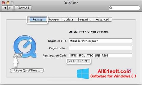 Ekraanipilt QuickTime Pro Windows 8.1