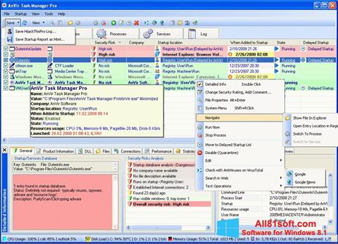 Ekraanipilt AnVir Task Manager Windows 8.1