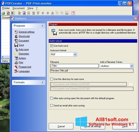 Ekraanipilt PDFCreator Windows 8.1