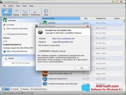 Ekraanipilt Uninstall Tool Windows 8.1