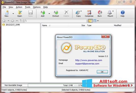 Ekraanipilt PowerISO Windows 8.1