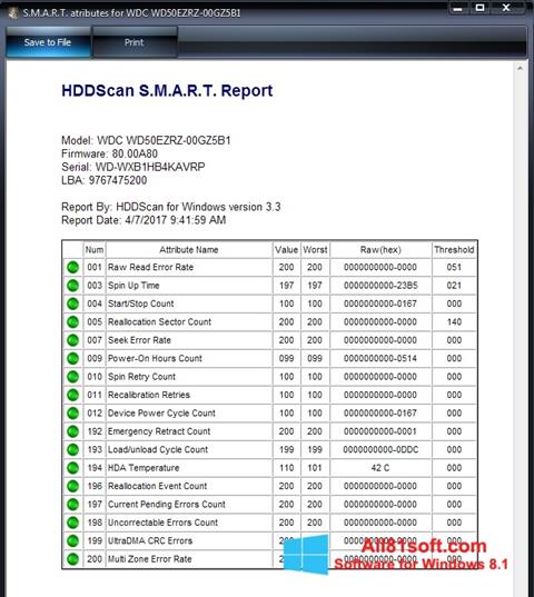 Ekraanipilt HDDScan Windows 8.1