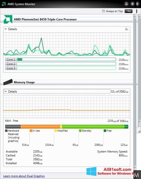 Ekraanipilt AMD System Monitor Windows 8.1