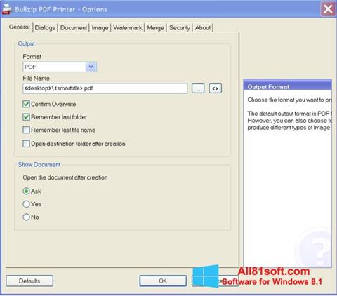 Ekraanipilt BullZip PDF Printer Windows 8.1