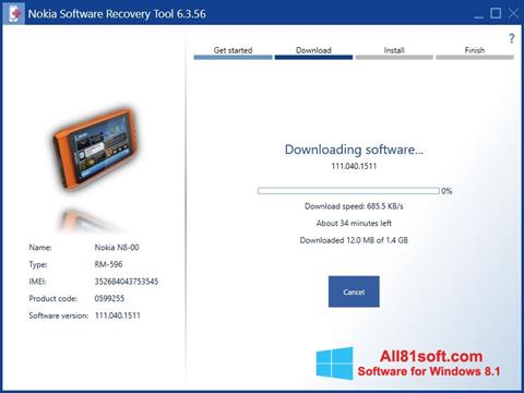Ekraanipilt Nokia Software Recovery Tool Windows 8.1