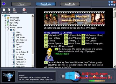 Ekraanipilt Online TV Live Windows 8.1