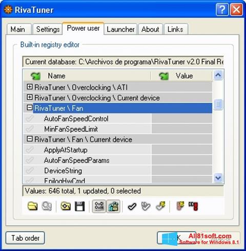 Ekraanipilt RivaTuner Windows 8.1