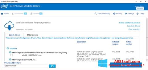 Ekraanipilt Intel Driver Update Utility Windows 8.1