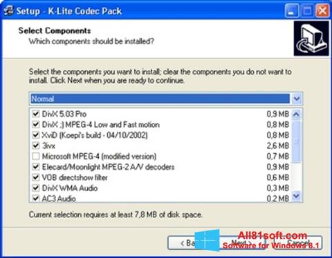 Ekraanipilt K-Lite Mega Codec Pack Windows 8.1