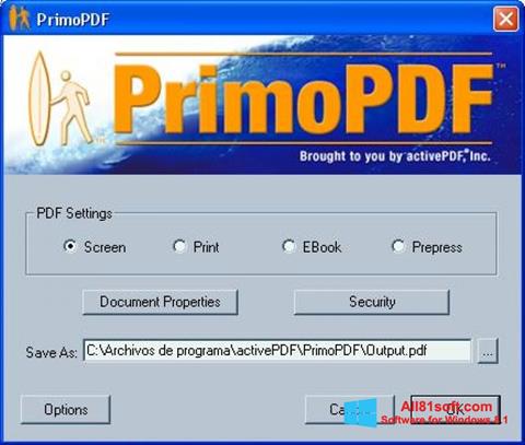 Ekraanipilt PrimoPDF Windows 8.1