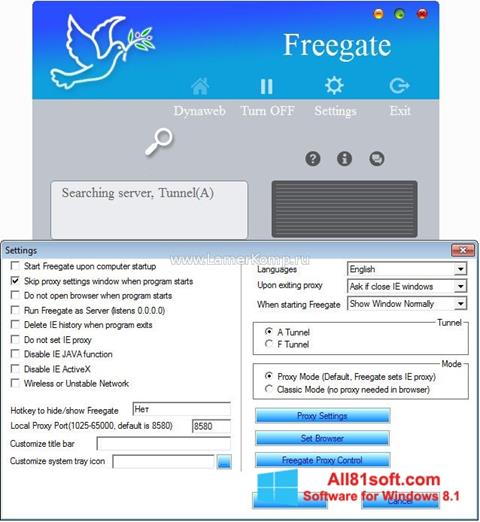 Ekraanipilt Freegate Windows 8.1