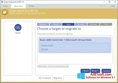 Ekraanipilt Paragon Migrate OS to SSD Windows 8.1