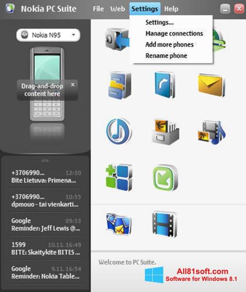 Ekraanipilt Nokia PC Suite Windows 8.1