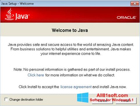 Ekraanipilt Java Runtime Environment Windows 8.1