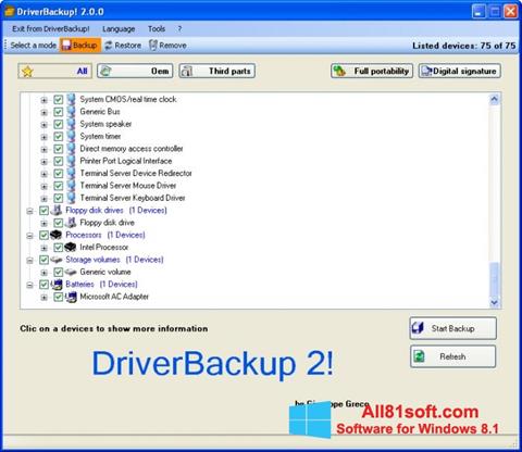 Ekraanipilt Driver Backup Windows 8.1