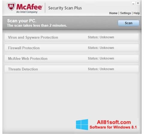 Ekraanipilt McAfee Security Scan Plus Windows 8.1