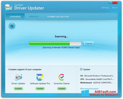 Ekraanipilt Carambis Driver Updater Windows 8.1