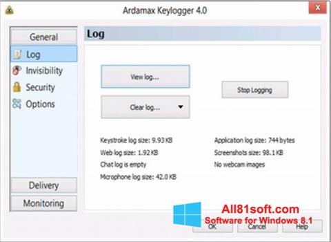 Ekraanipilt Ardamax Keylogger Windows 8.1