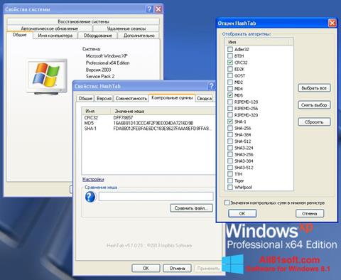 Ekraanipilt HashTab Windows 8.1
